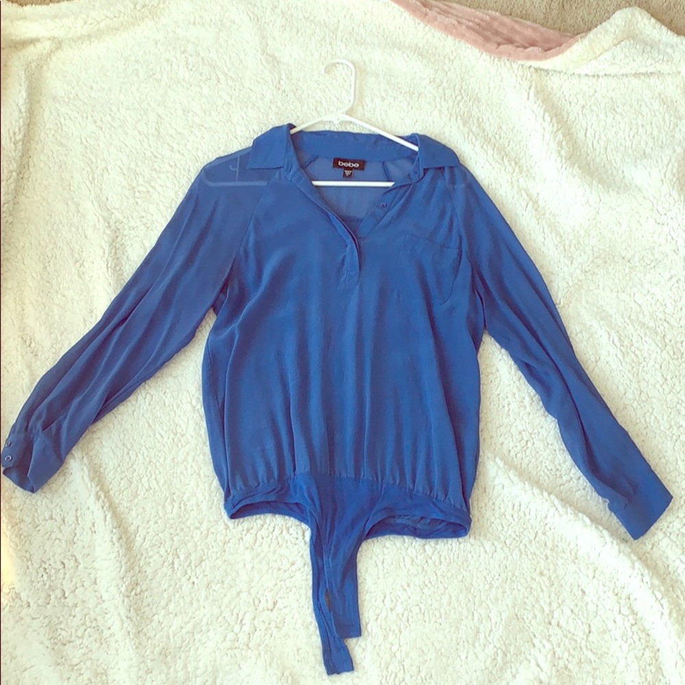 Bebe Long Sleeve Chiffon Bodysuit - Medium